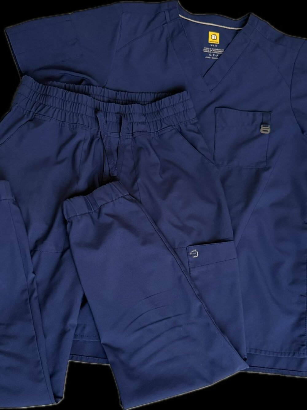 WonderWink W123 Men S Navy Full Scrub Set Modern Fit Top + Jogger Cargo Pants
